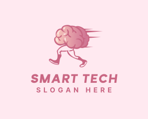 Running Cartoon Brain logo design