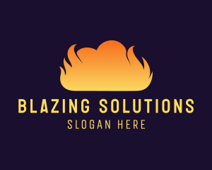 Fire Flame Smoke Cloud logo design