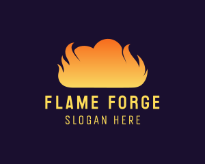 Fire Flame Smoke Cloud logo design