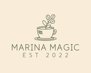 Organic Coffee Cup Cafe logo design