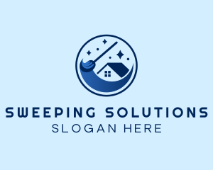 House Broom Sweep  logo design