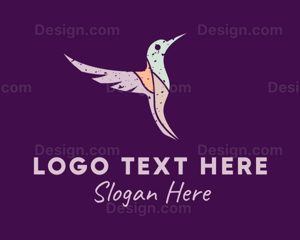 Grunge Hummingbird Wings Logo