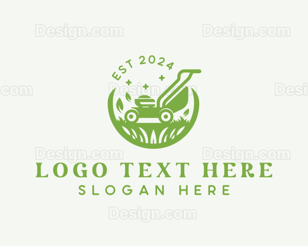 Grass Mower Gardening Logo