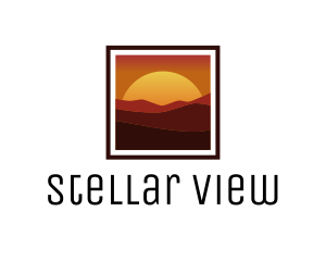 Desert Sunset Scenery logo design