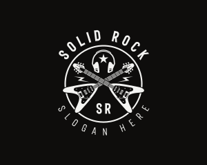 Rockstar Band Guitar  logo design