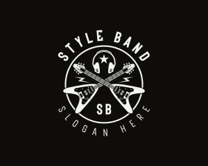 Rockstar Band Guitar  logo design