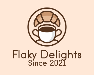 Croissant Coffee Cup logo design