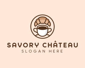 Croissant Breakfast Coffee Cafe logo design