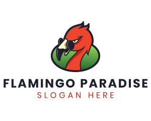 Orange Flamingo Bird logo design