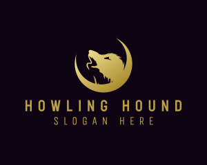 Howling Wolf Animal Moon logo