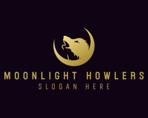 Howling Wolf Animal Moon logo