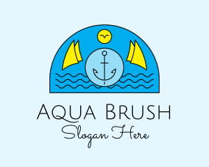 Anchor Ocean Wave logo design