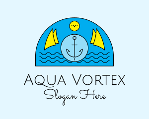 Anchor Ocean Wave logo design