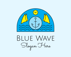 Anchor Ocean Wave logo design