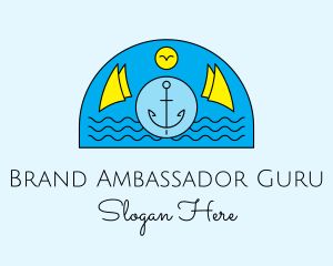 Anchor Ocean Wave logo design