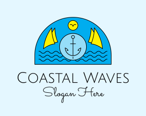 Anchor Ocean Wave logo design