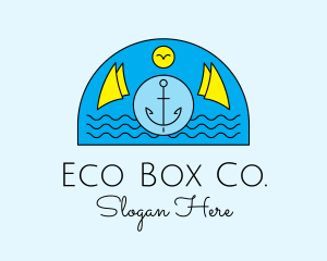 Anchor Ocean Wave logo design