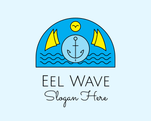 Anchor Ocean Wave logo design