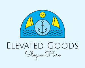 Anchor Ocean Wave logo design