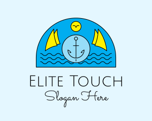 Anchor Ocean Wave logo design