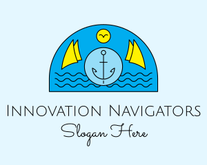 Anchor Ocean Wave logo design