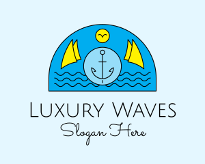 Anchor Ocean Wave logo design