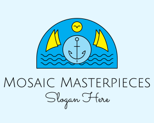 Anchor Ocean Wave logo design