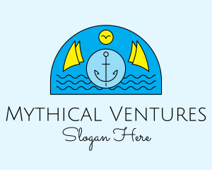 Anchor Ocean Wave logo design