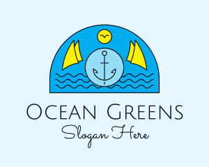 Anchor Ocean Wave logo design