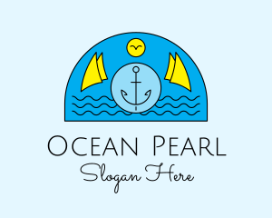 Anchor Ocean Wave logo design