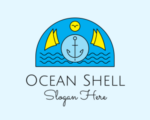 Anchor Ocean Wave logo design