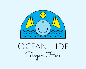 Anchor Ocean Wave logo design