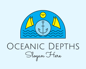 Anchor Ocean Wave logo design