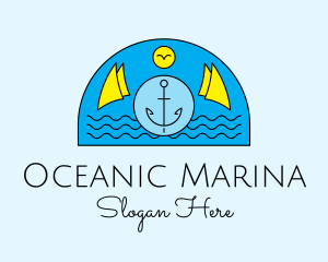 Anchor Ocean Wave logo design