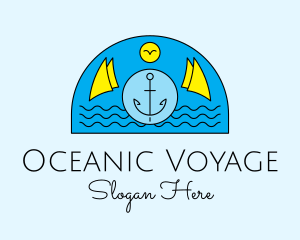 Anchor Ocean Wave logo design