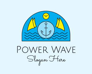 Anchor Ocean Wave logo design