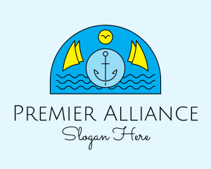 Anchor Ocean Wave logo design