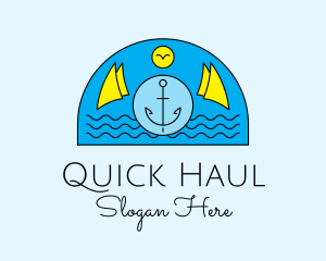 Anchor Ocean Wave logo design