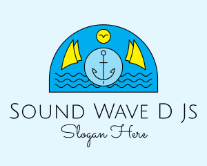 Anchor Ocean Wave logo design