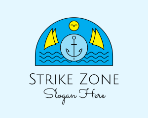 Anchor Ocean Wave logo design