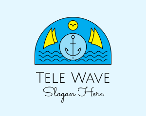 Anchor Ocean Wave logo design