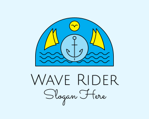 Anchor Ocean Wave logo design