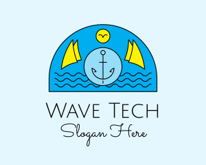 Anchor Ocean Wave logo design