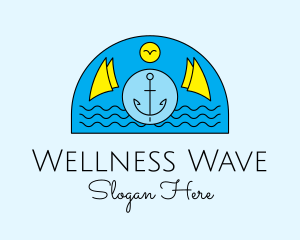 Anchor Ocean Wave logo design