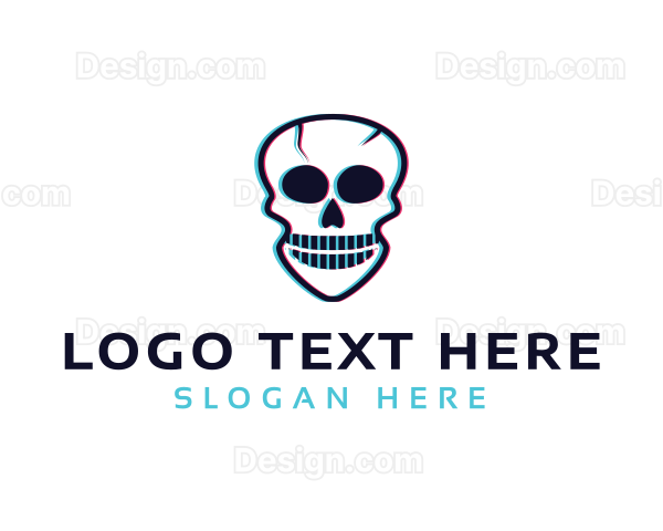 Cyber Skull Glitch Logo