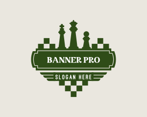 Chess Piece Banner logo design