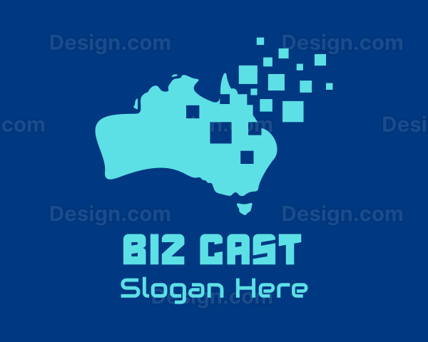 Australian Map Pixels Technology Logo
