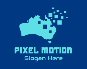 Australian Map Pixels Technology logo design