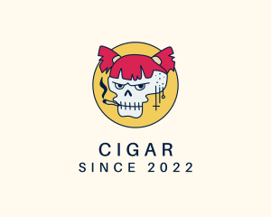 Smoking Skull Girl logo design