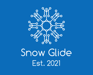 Modern Circuit Snowflake logo design